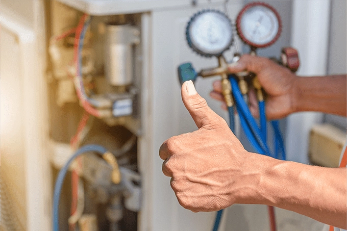 thumbs up with hvac meter