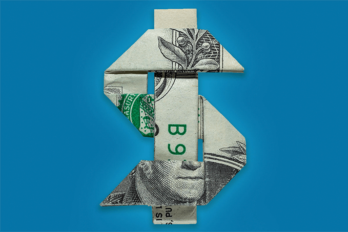 dollars in the shape of a dollar sign