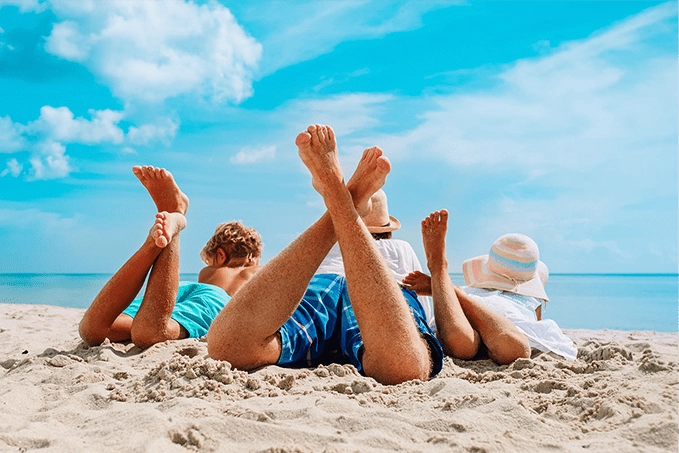 family on beach